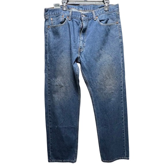 Levi's Other - Levis 505 Regular Fit Straight Leg Blue Denim Jeans Mens 38x32 Medium Wash
